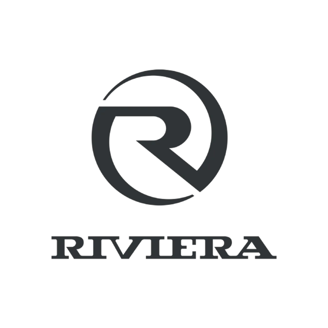Brand logo: circular abstract emblem with a line extending to the right and a wordmark beneath